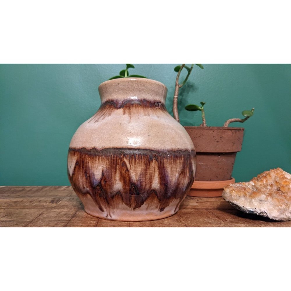 Vintage Mocha and Brown Seven Falls Art Pottery Vase - Colorado, USA
